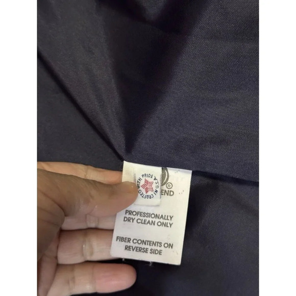 TALBOTS Vintage Double Breast Wool Blend Blazer Navy Purple Sz 12 USA Academia - Picture 4 of 11